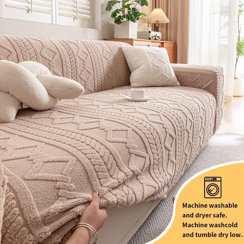 Plush Sofa Cushion Cover | Anti-Slip Winter Seat Cushion