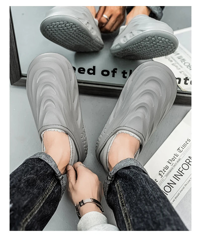 Men’s Velvet-Lined Winter Slippers | Cozy Non-Slip House Shoes