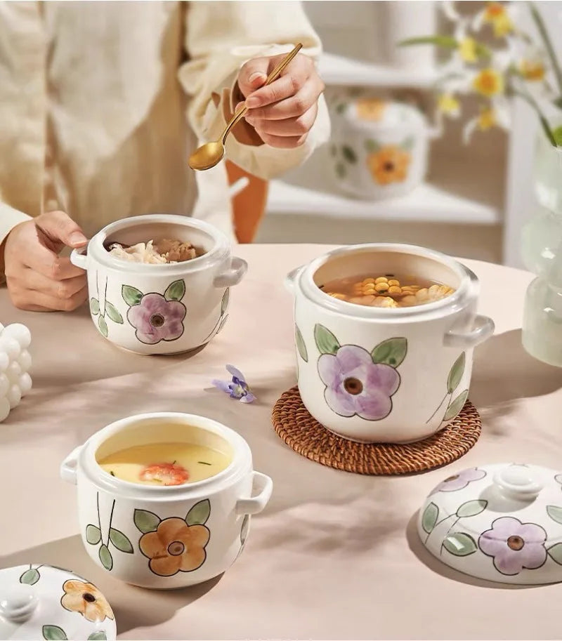 Hand-Painted Ceramic Stew Pot | Versatile Heat-Resistant Cookware
