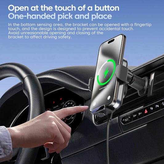Cargador inalámbrico para coche de 66W | Estación de carga rápida con sujeción automática
