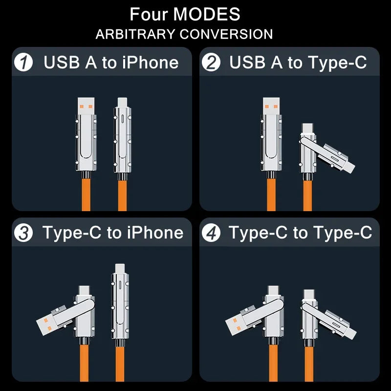 4 In 1 USB Fast Charging Cable | 100W Compatibility for All Devices