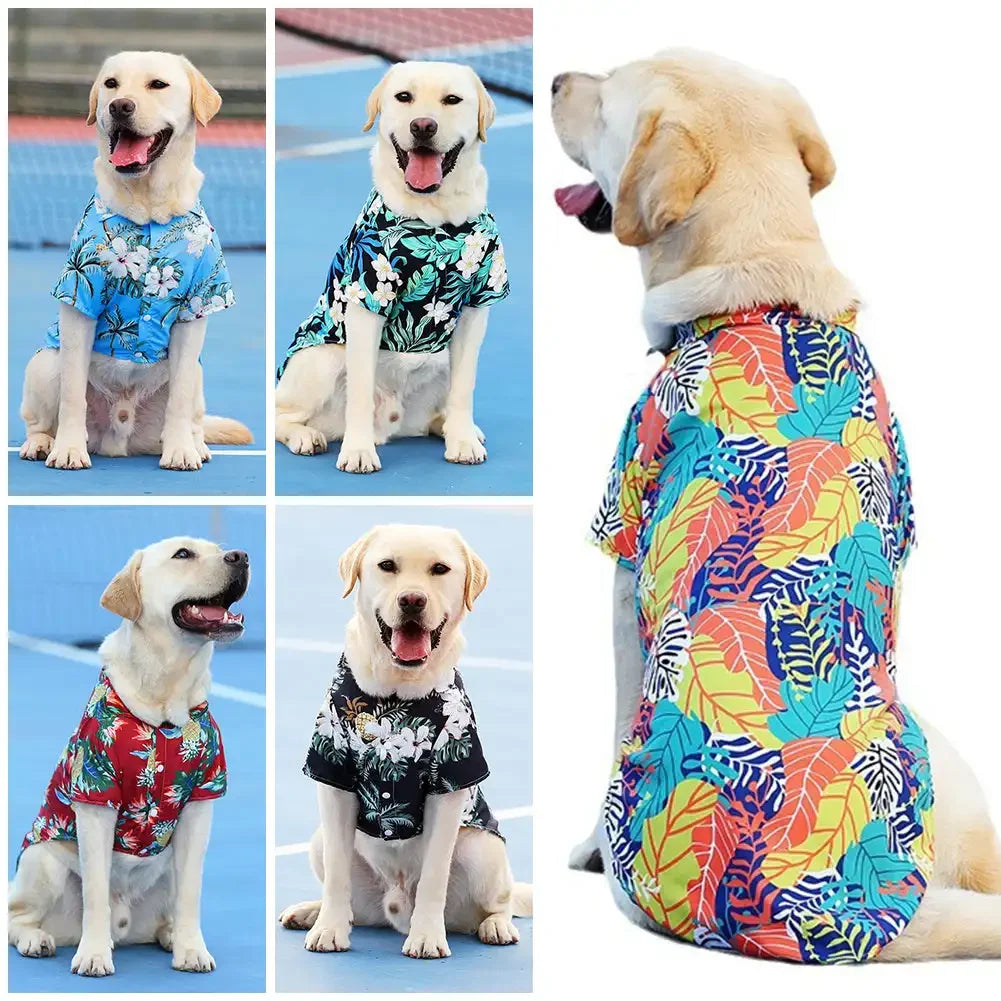 Bonitas camisetas de perro estilo hawaiano | Cómodas camisetas para mascotas