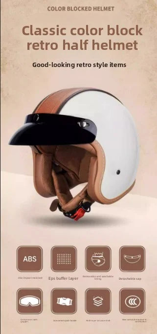 Retro Open Face 3/4 Motorcycle Helmet with Colorful Lens | DOT Certified