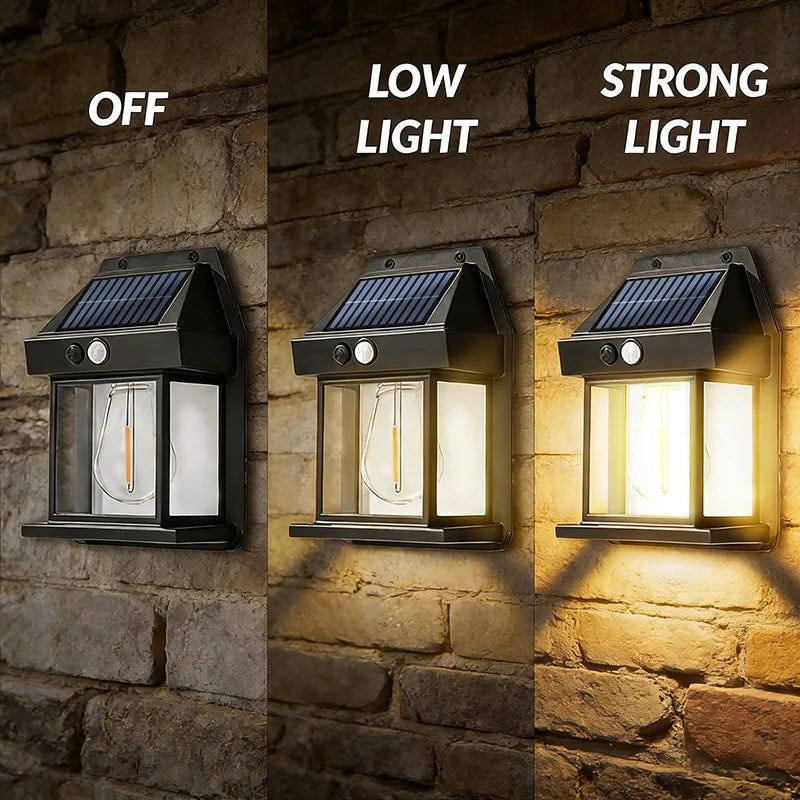 Outdoor Solar Wall Lights | Waterproof with 3 Lighting Modes