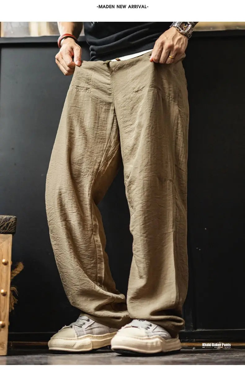 Men's Lightweight Vintage Chino Pants | Casual Khaki Trousers