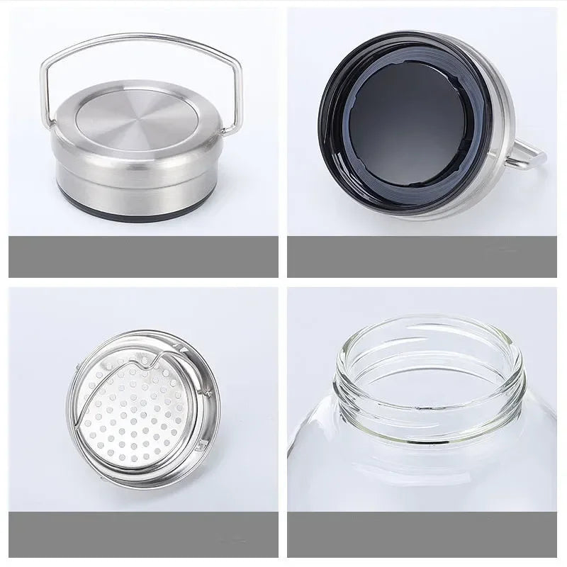 2L Glass Water Bottle with Strap | Portable Leakproof Drinkware