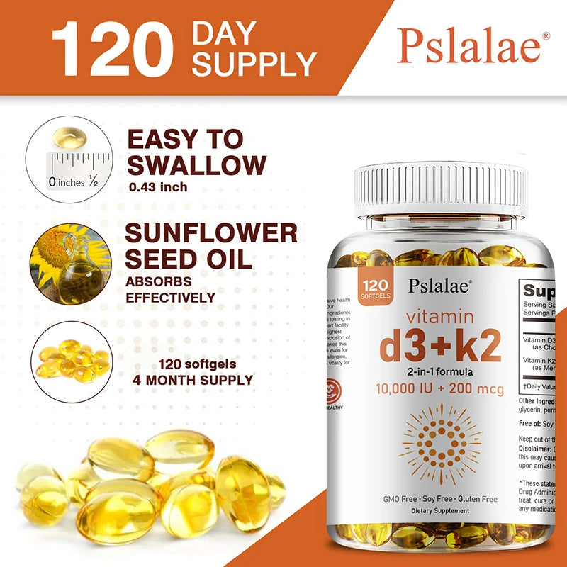 Vitamin D3 10000 IU with K2 200 Mcg | Immune & Joint Support
