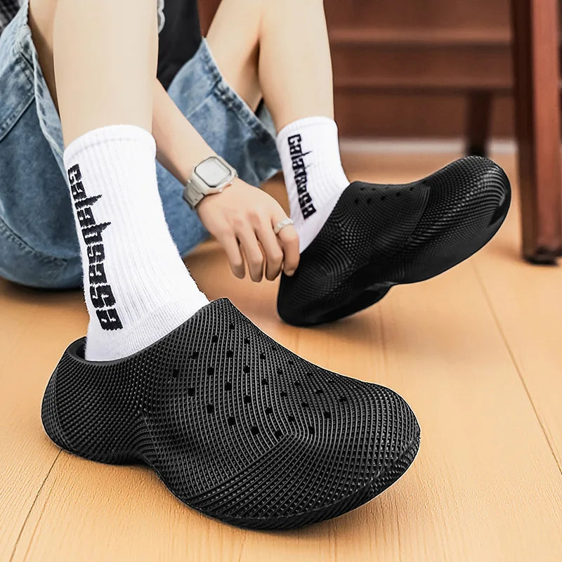 Generic Closed Toe Clogs 3d Printed Thick Sole Non Slip Soft Cushion Casual Summer Outdoor Slippers For Men Women Couple