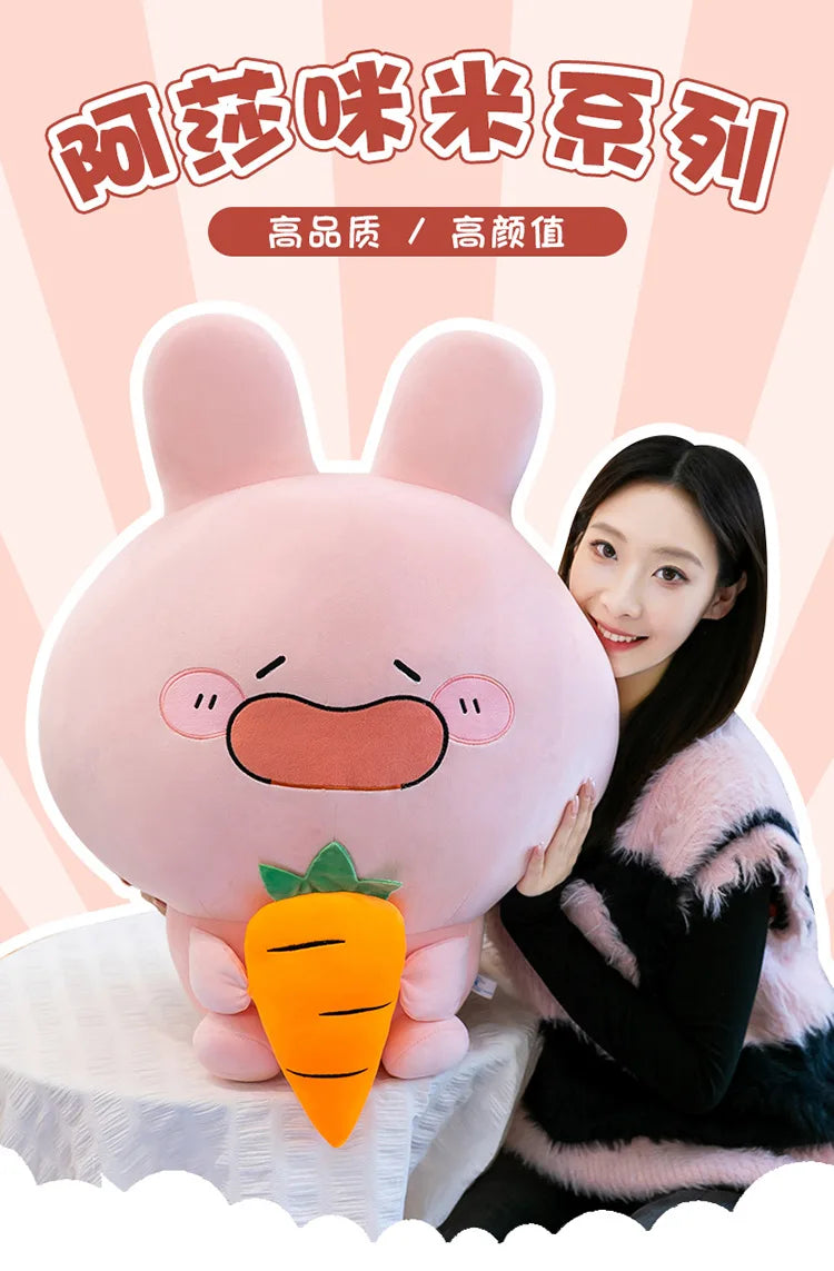 Large Pink Rabbit Plush Toy | Funny Expression Kids Stuffed Animal