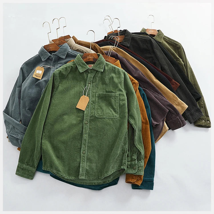 Men's Chunky Corduroy Long Sleeve Shirt | Stylish Autumn Essential