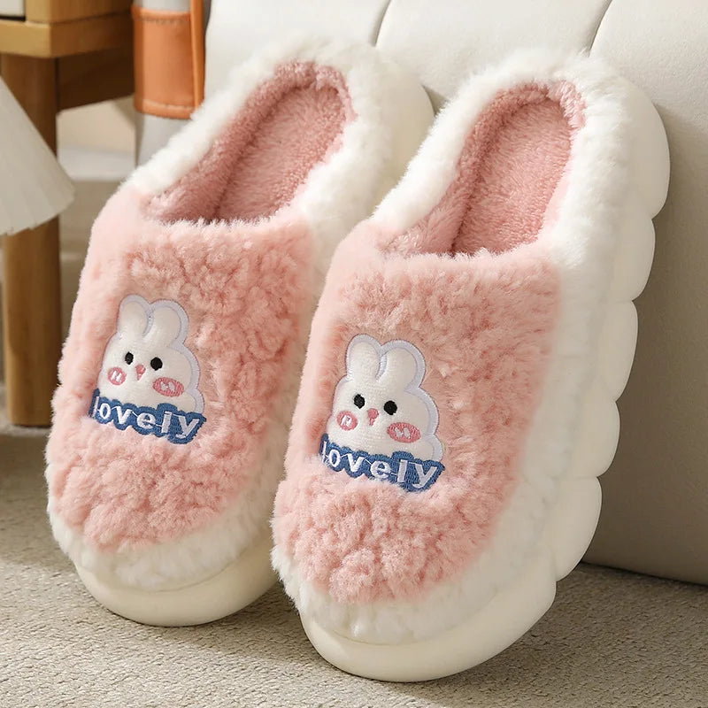 Women's Cute Cartoon Rabbit Plush Slippers | Cozy Indoor Footwear