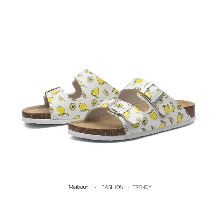 Men's Buckle Flat Bottom Cork Slippers | Comfortable Summer Sandals