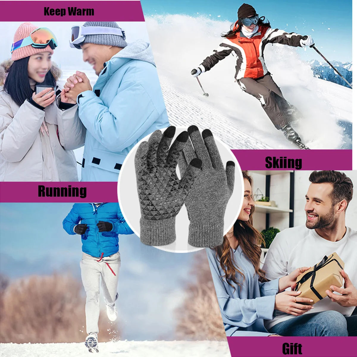 Thickened Velvet Touch Screen Winter Gloves | Unisex Warm Knitted