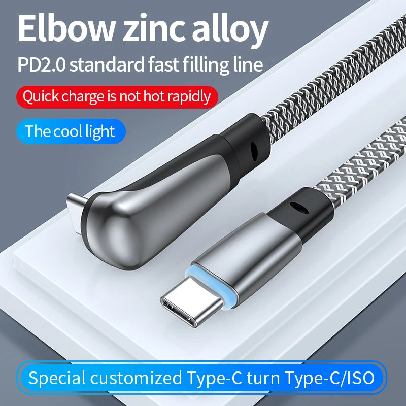 USB C Charger Cable | Flat 90 Degree Type C Charging Cable