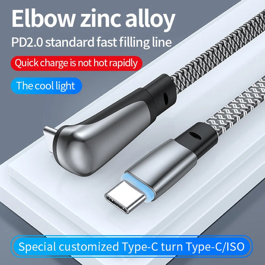 USB C Charger Cable | Flat 90 Degree Type C Charging Cable