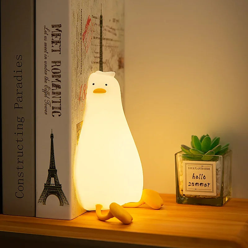 Bonita lámpara de noche LED con forma de pato | Lámpara de silicona regulable para guardería