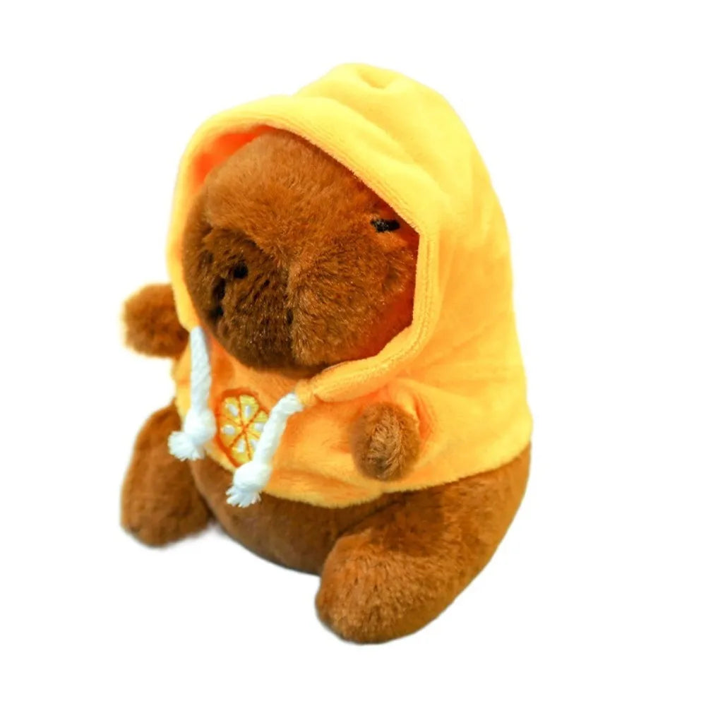 Capybara Plush Toy with Hoodie Wings Small Stuffed Animal Keychain Doll