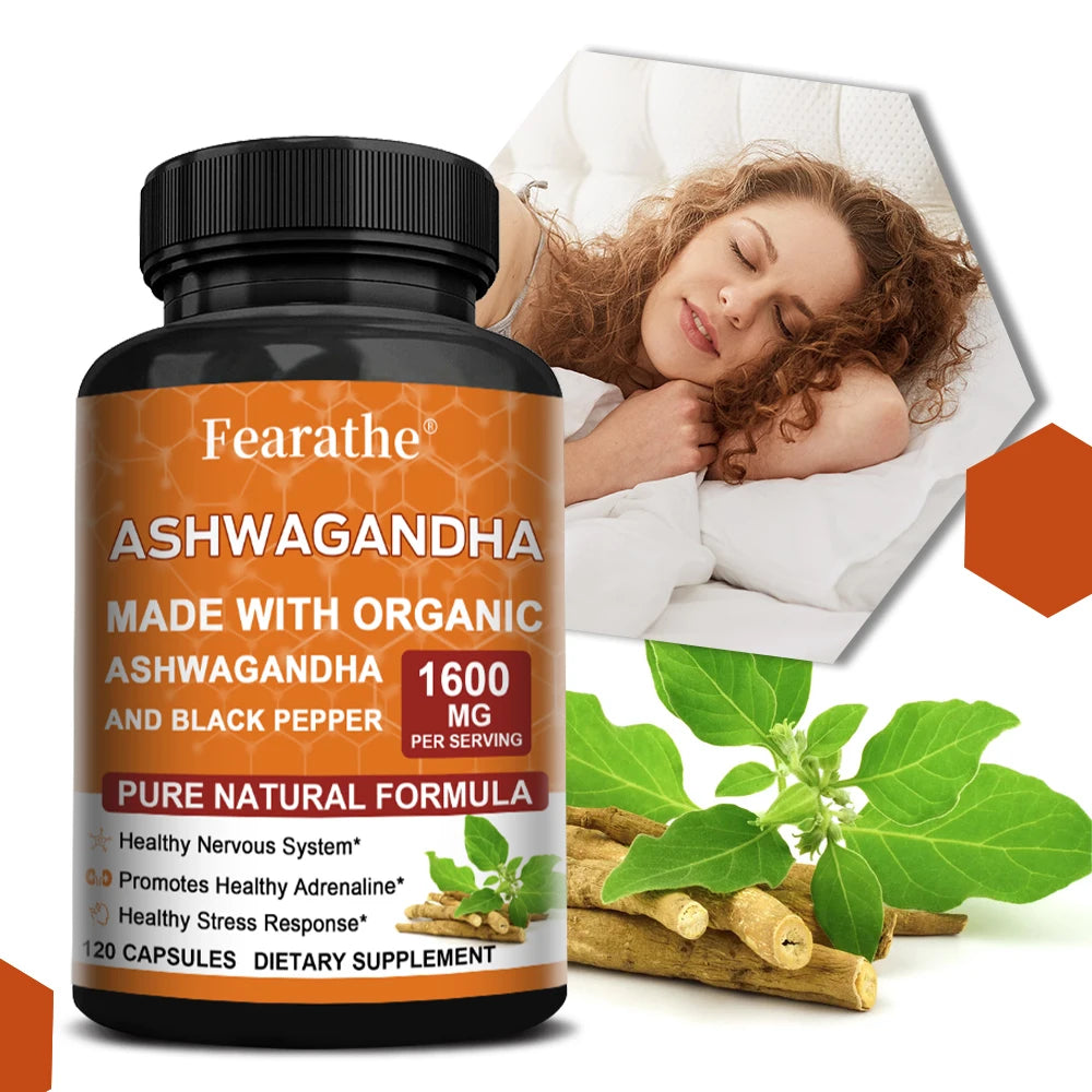 Organic Ashwagandha Root Extract with Black Pepper - Stress Relief