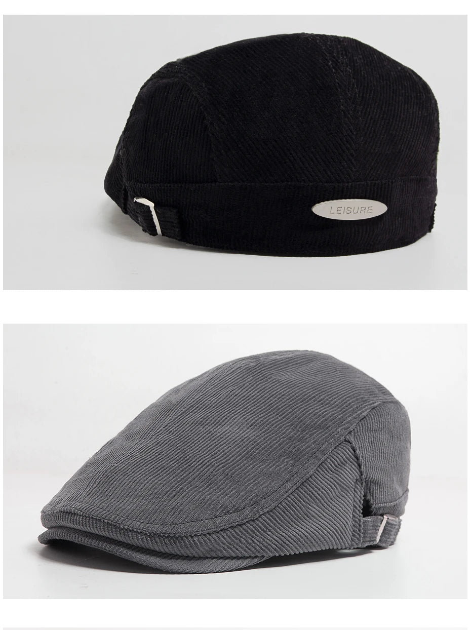 Unisex Corduroy Beret Hat | Vintage Newsboy Cap for All Seasons
