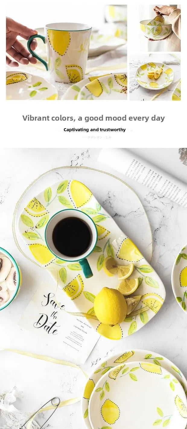 Japanese Style Ceramic Dining Set | Elegant Lemon Collection