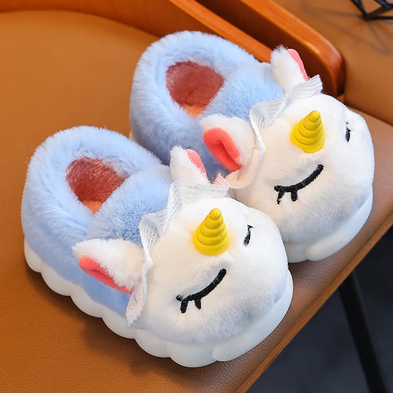 Unicorn Plush Slippers for Kids | Cozy Indoor Winter Shoes