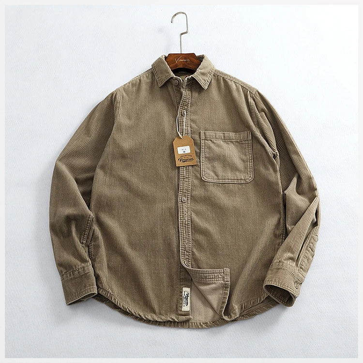 Men's Chunky Corduroy Long Sleeve Shirt | Stylish Autumn Essential
