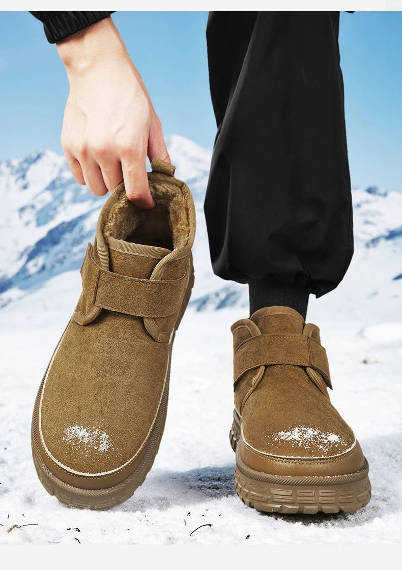 Men's Warm Fleece Lined Snow Boots | Mid-Calf Ankle Winter Shoes
