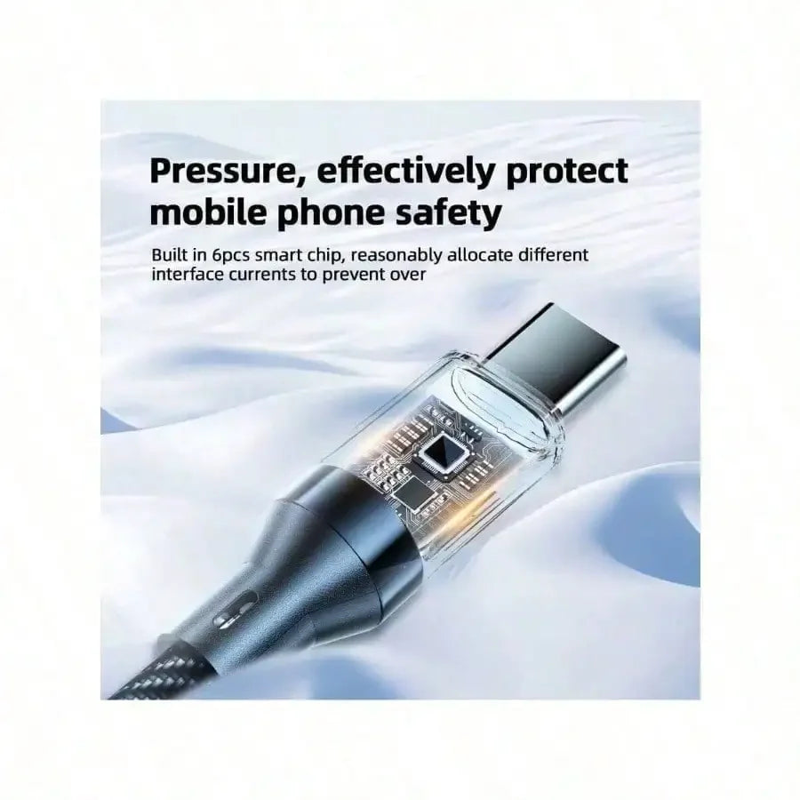 180W ultra fast charging USB A to Type-C cable with LED digital display, matte surface, data synchronization,