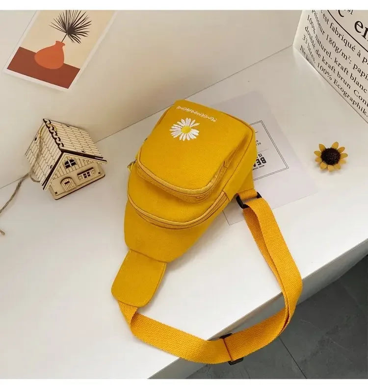 Stylish Embroidered Canvas Chest Bag | Women’s Daily Crossbody Bag
