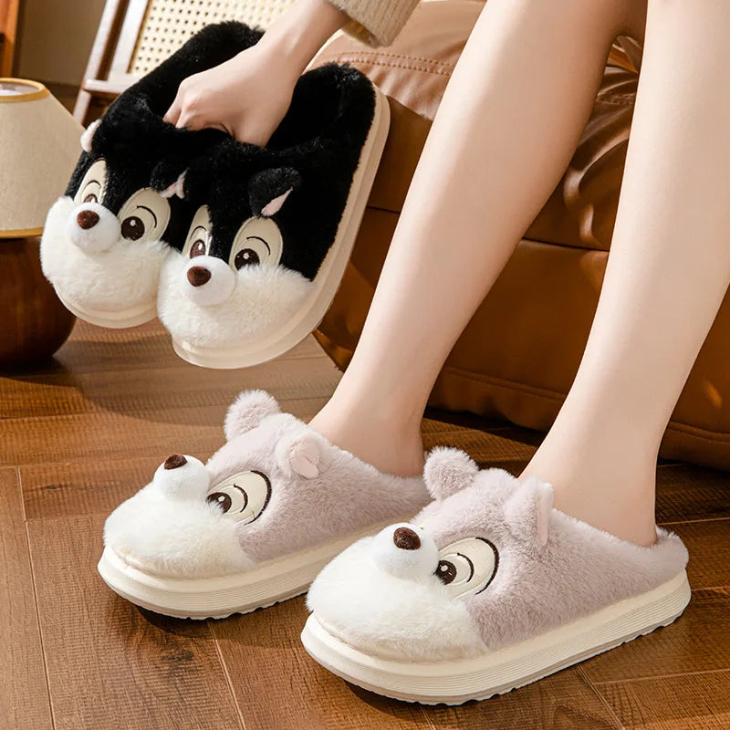 Women's Cozy Cartoon Plush Corduroy Slippers | Fun Indoor Footwear