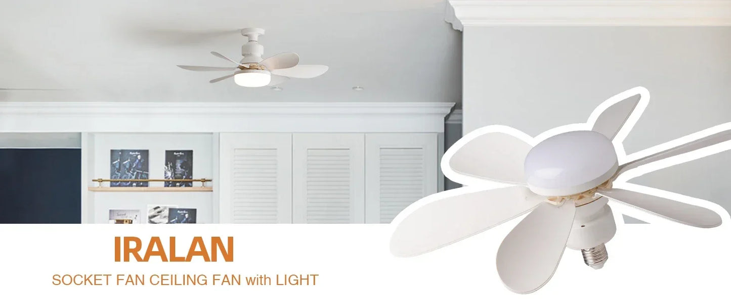 Cordless Light Socket Fan | Versatile LED Ceiling Fan with Light