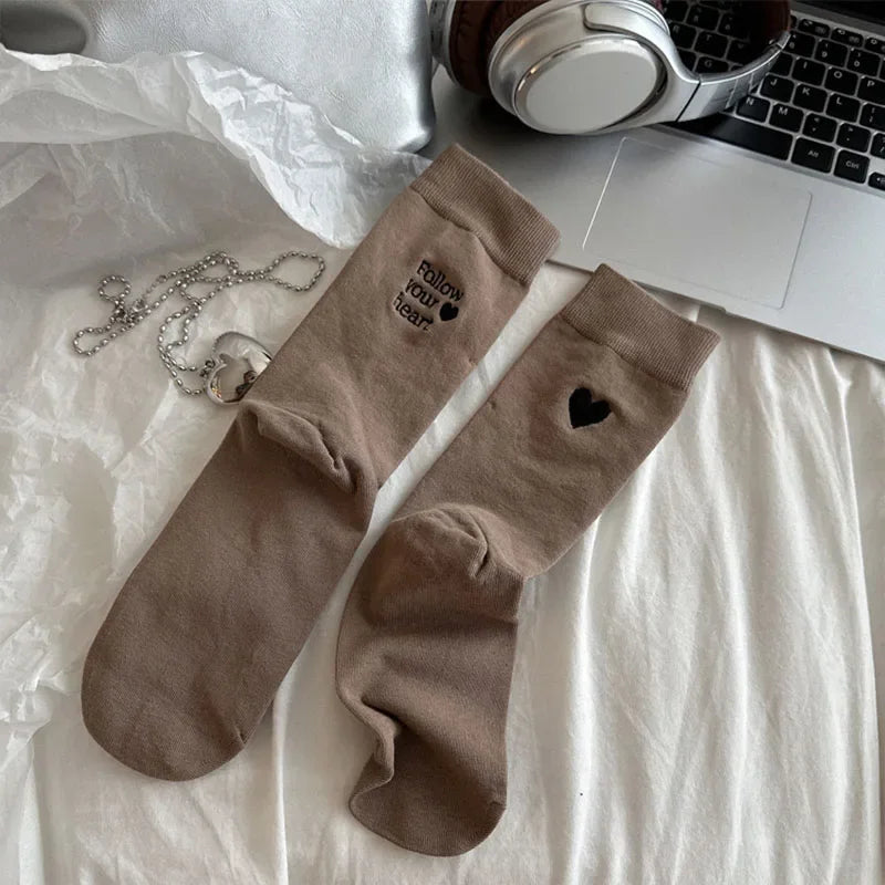 Calcetines de algodón a media pantorrilla | Calzado de invierno elegante para mujer