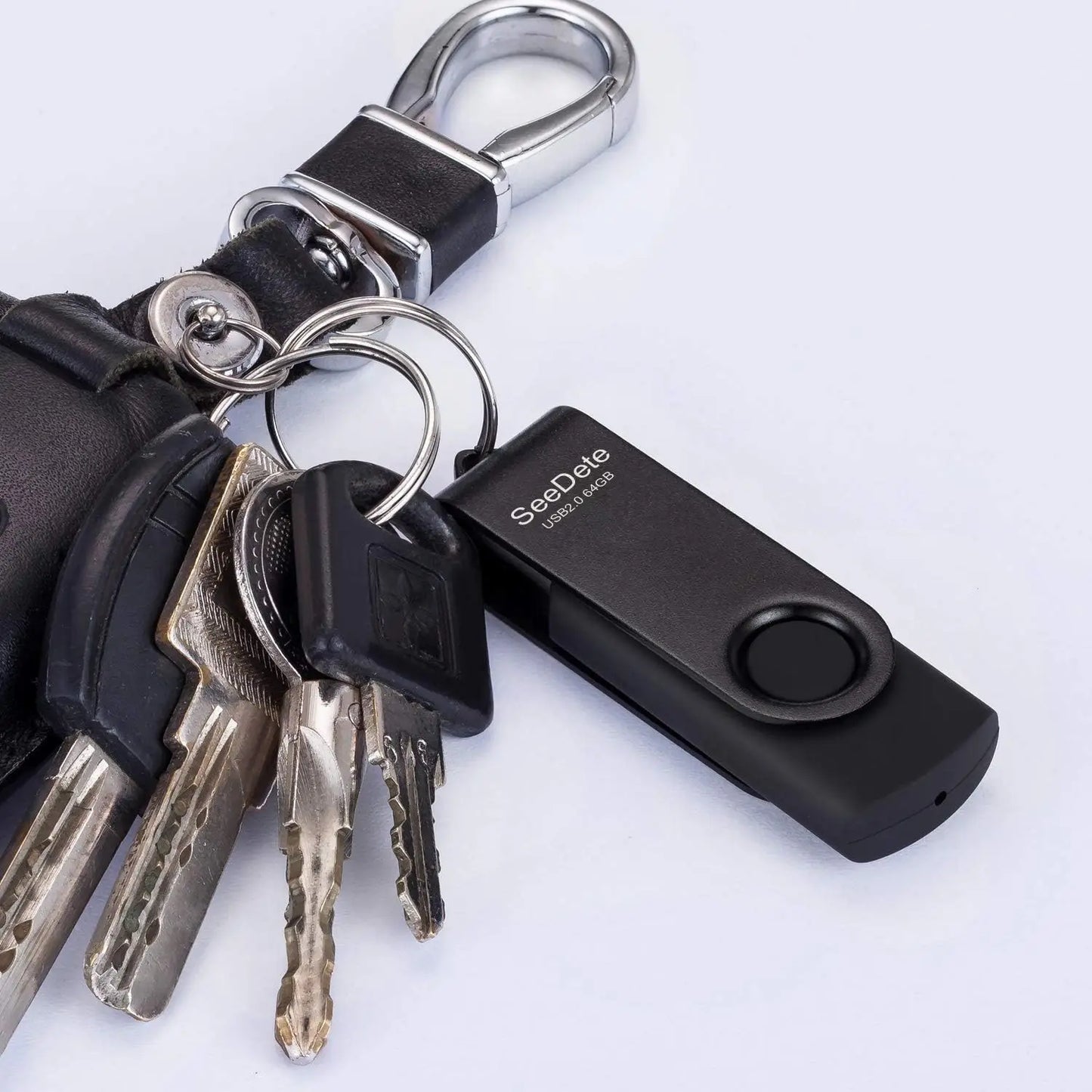 64GB USB Flash Drives 3-Pack | Rotating Metal Clip & LED Indicator