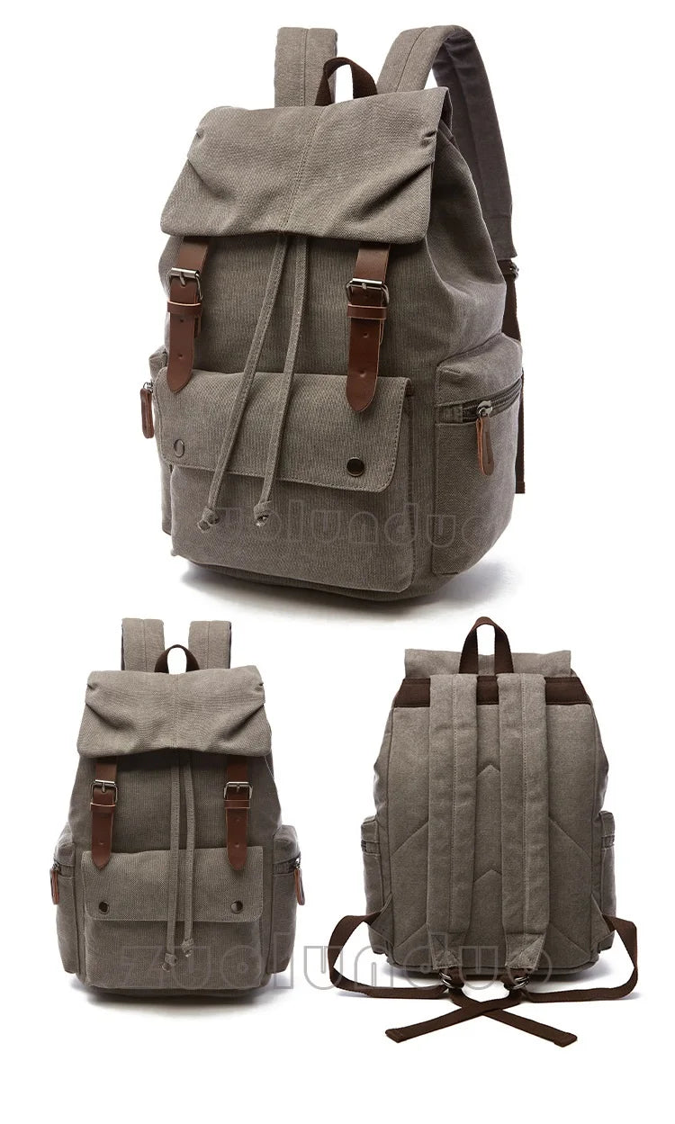 Vintage Canvas Laptop Backpack for School & Travel | Anti-Theft Design