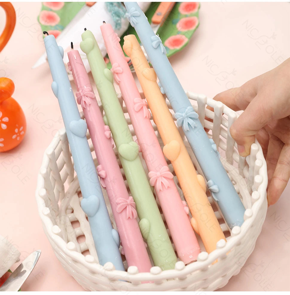 Silicone Bow and Heart Taper Candle Mold for Homemade Decor