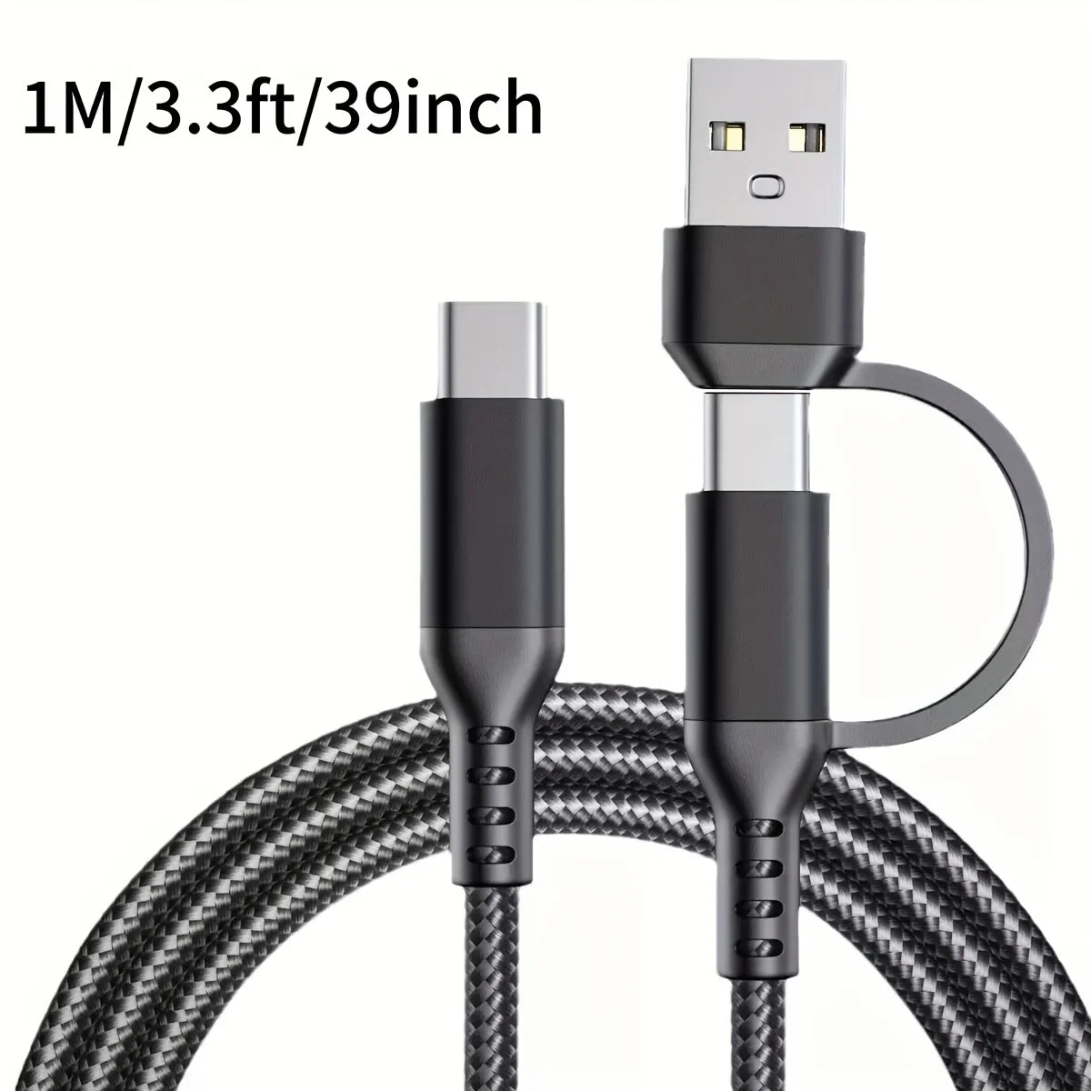 60W 2-in-1 USB-C Fast Charging Data Cable for Android Devices