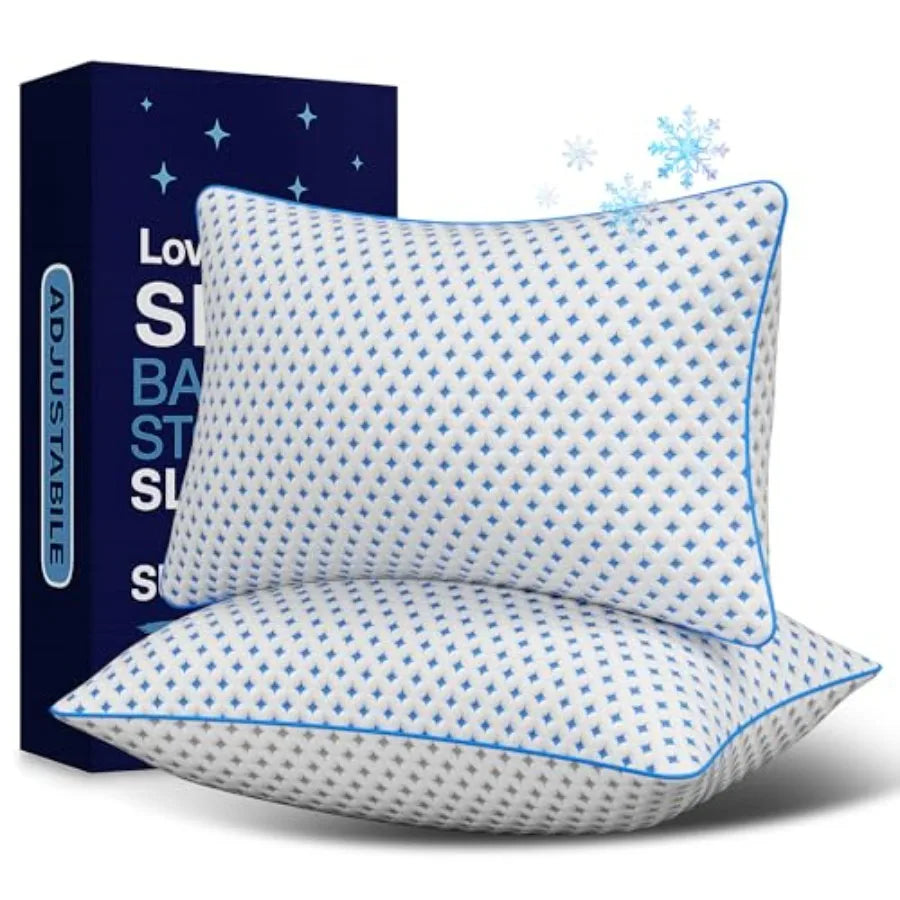 Adjustable Loft Cooling Memory Foam Pillows | King Size Set of 2