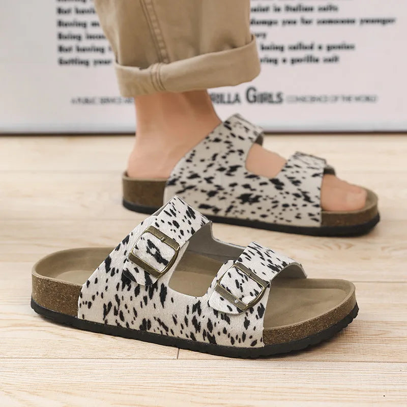 Summer Bestseller Cork Men's Flip-flops | Anti-slip Leopard Print Sandals