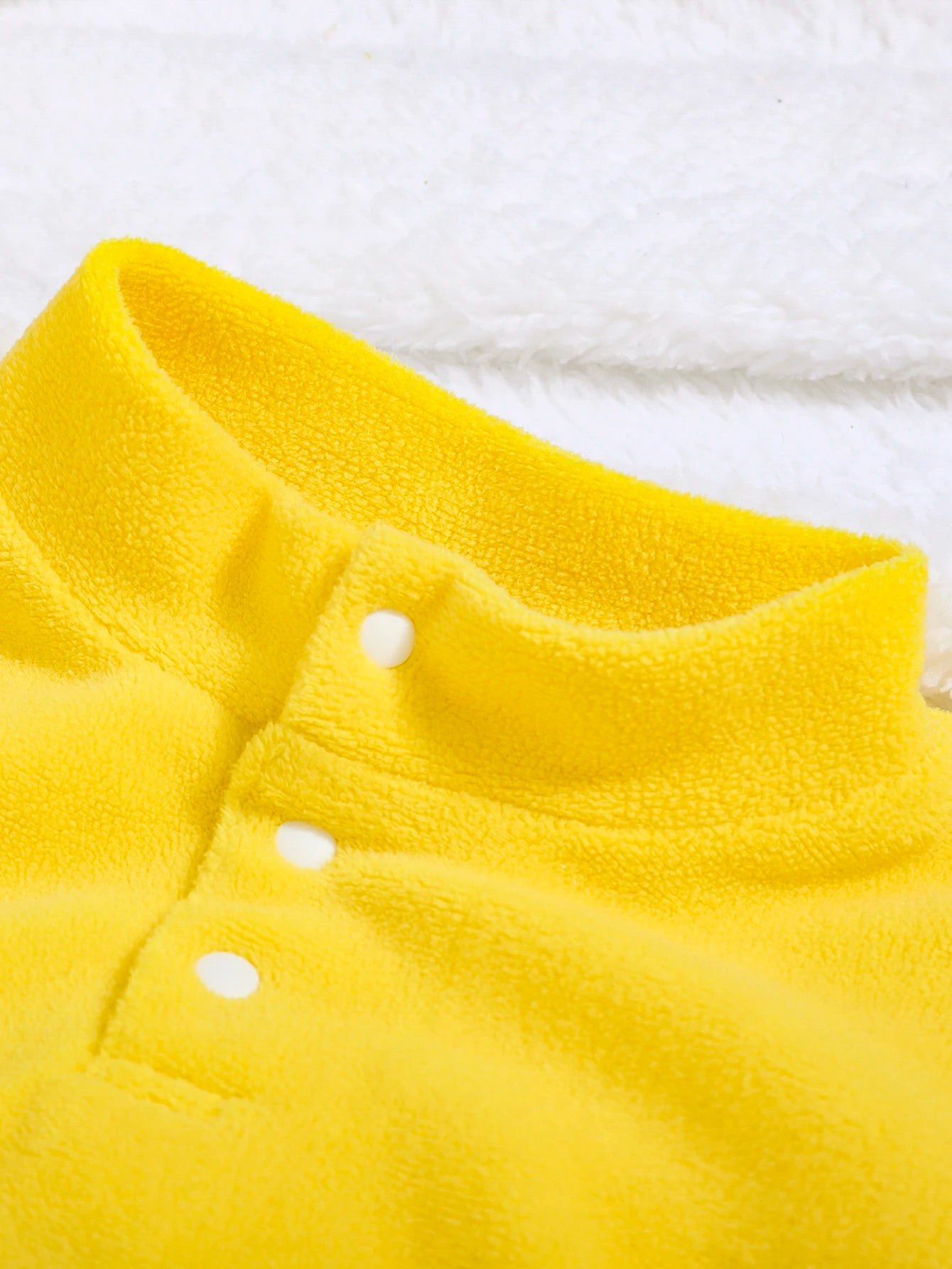 Bright Yellow Coral Fleece Baby Hoodie & Cuffed Pants Set | Warm Outfit