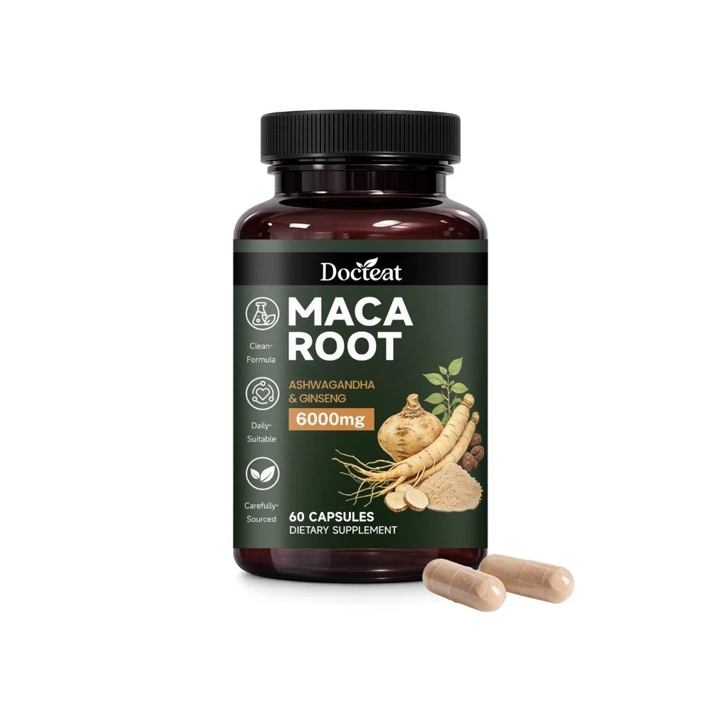 Maca Root Capsules 6000mg with Ashwagandha & Ginseng for Energy