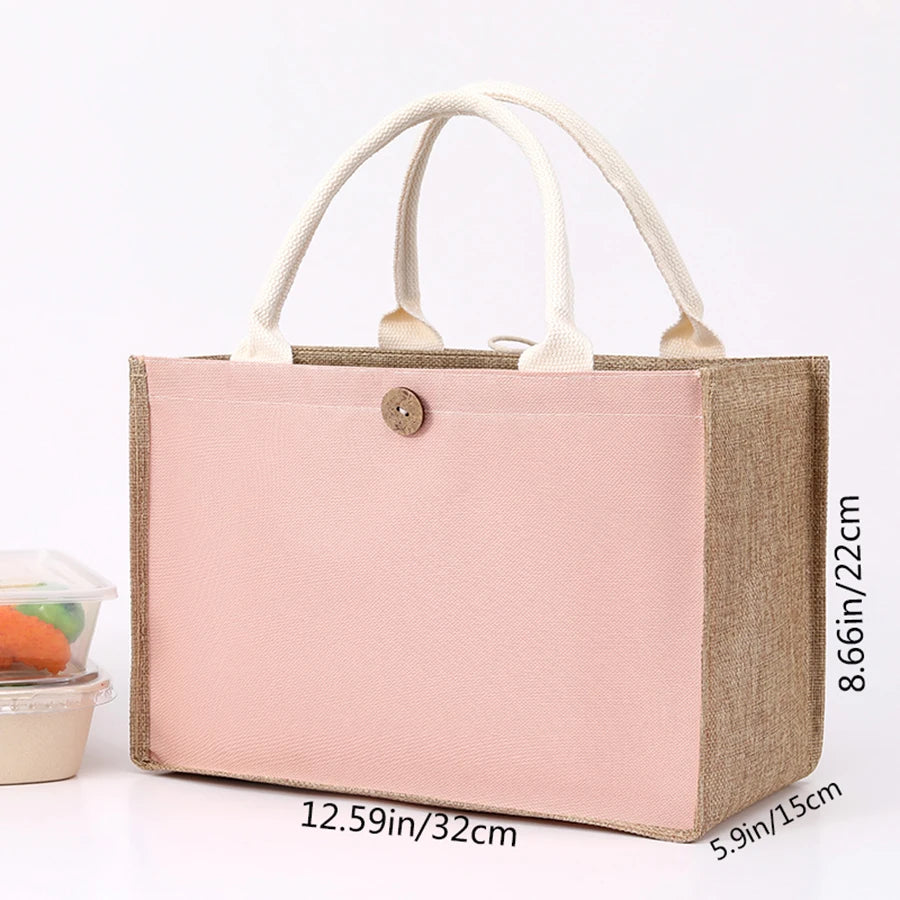 Fashionable Linen Handbag | Versatile Solid Colour Shopping Tote
