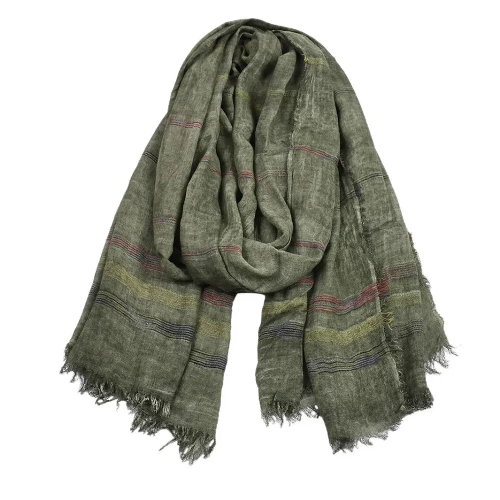 Stylish Striped Long Men's Scarf | Versatile Autumn-Winter Wrap