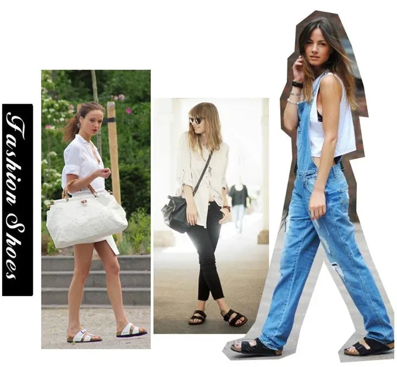 Elegantes chanclas de corcho de verano para mujer | Sandalias informales de playa