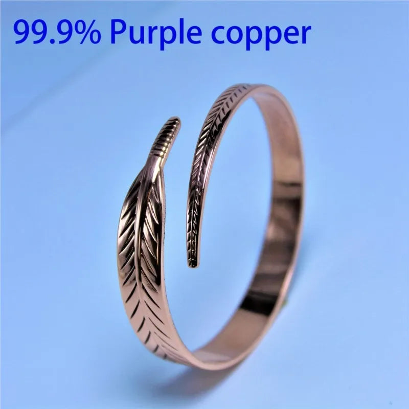 Vintage Pure Copper Feather Wing Cuff Bangle | Fashion Punk Jewelry