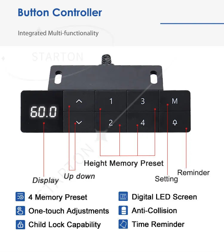 Ergonomic Electric Height Adjustable Standing Desk Frame