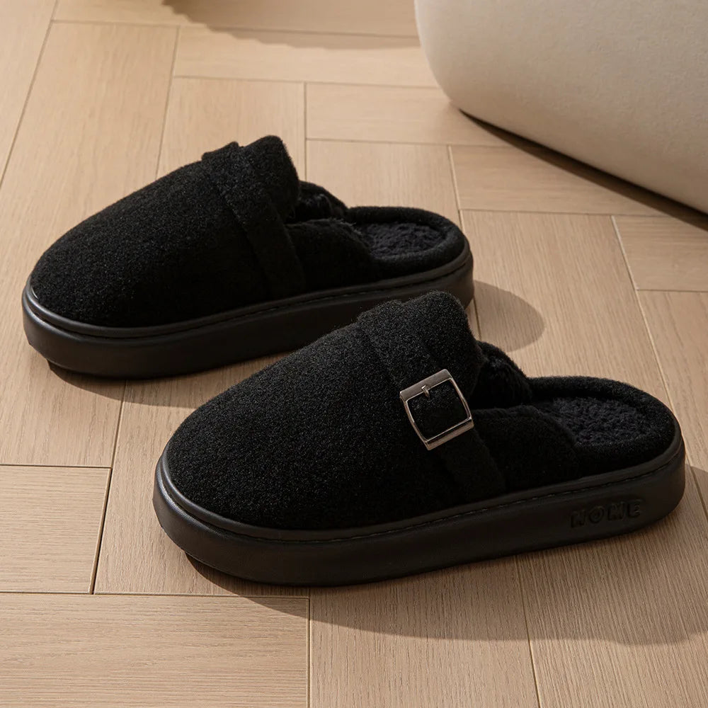 Couples Plush Fleece Slippers | Warm Non-Slip House Shoes