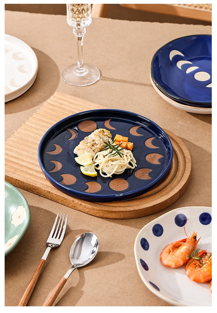 Hand-Painted Floral Ceramic Deep Plates | Vintage Dinner Dishes