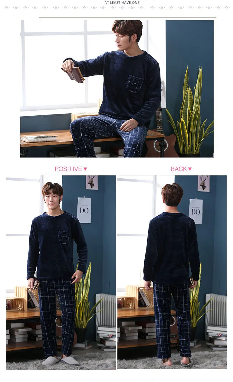 Cozy Flannel Pajamas Set for Couples | Warm Homewear Comfort