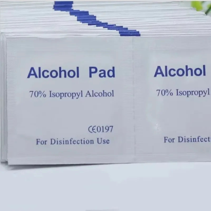100pcs Portable Alcohol Prep Pads Disinfectant Swabs Wipes Cleaner 70% Alcohol Content Suitable for Mobile Phone Cleaning