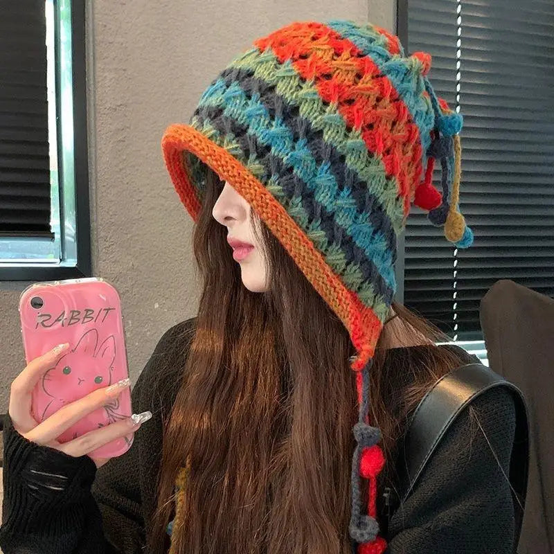 Women's Cute Bear Plush Knitted Hat | Cozy Winter Beanie